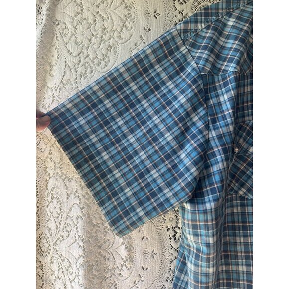 Vintage Big Mac Authentic Work Wear Men's Blue Plaid Pearl Snap Shirt - Picture 5 of 6